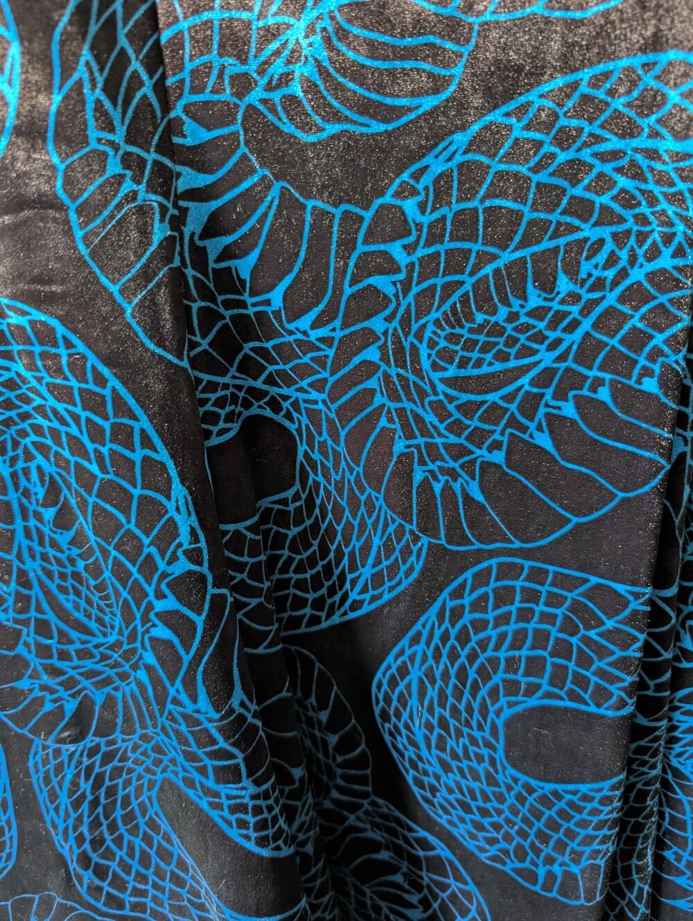BlackMilk Velvet Skater Dress with Electric Blue Snake Print - Picture 5 of 7